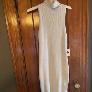 Anthropologie Heather Grey Sleeveless Sweater Dress side slits New with Tags